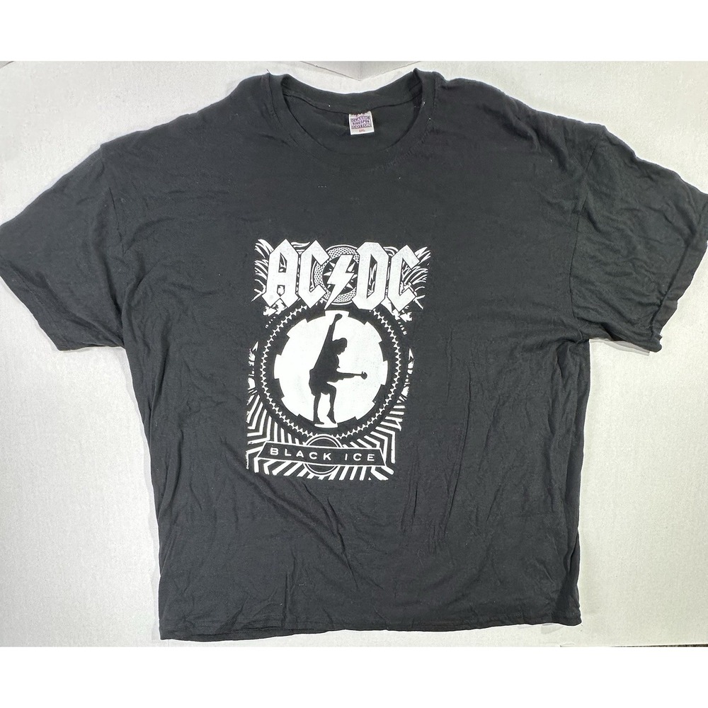 AC/DC Black Ice Tour Shirt XXL Band Tee Classic Rock Angus Young Graphic Black